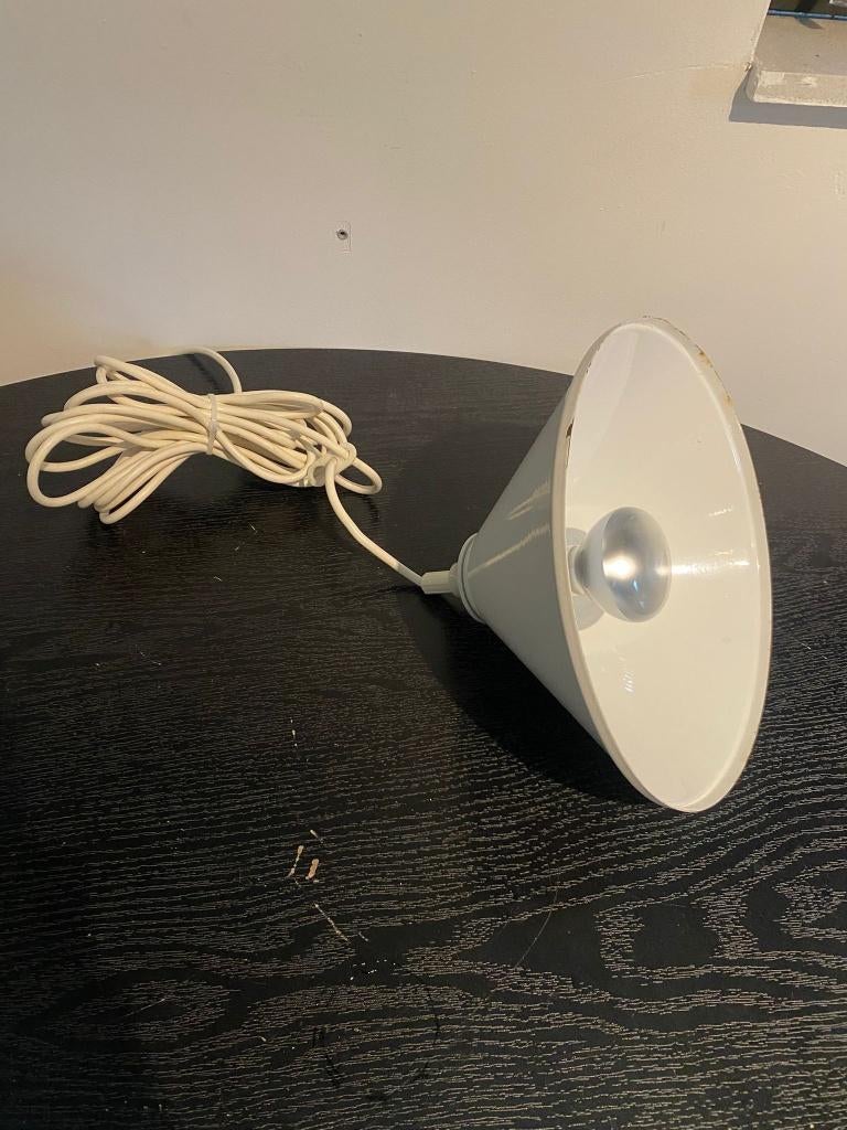 Witte retro hanglamp, emaille, Antiek en Kunst, Curiosa en Brocante, Ophalen of Verzenden