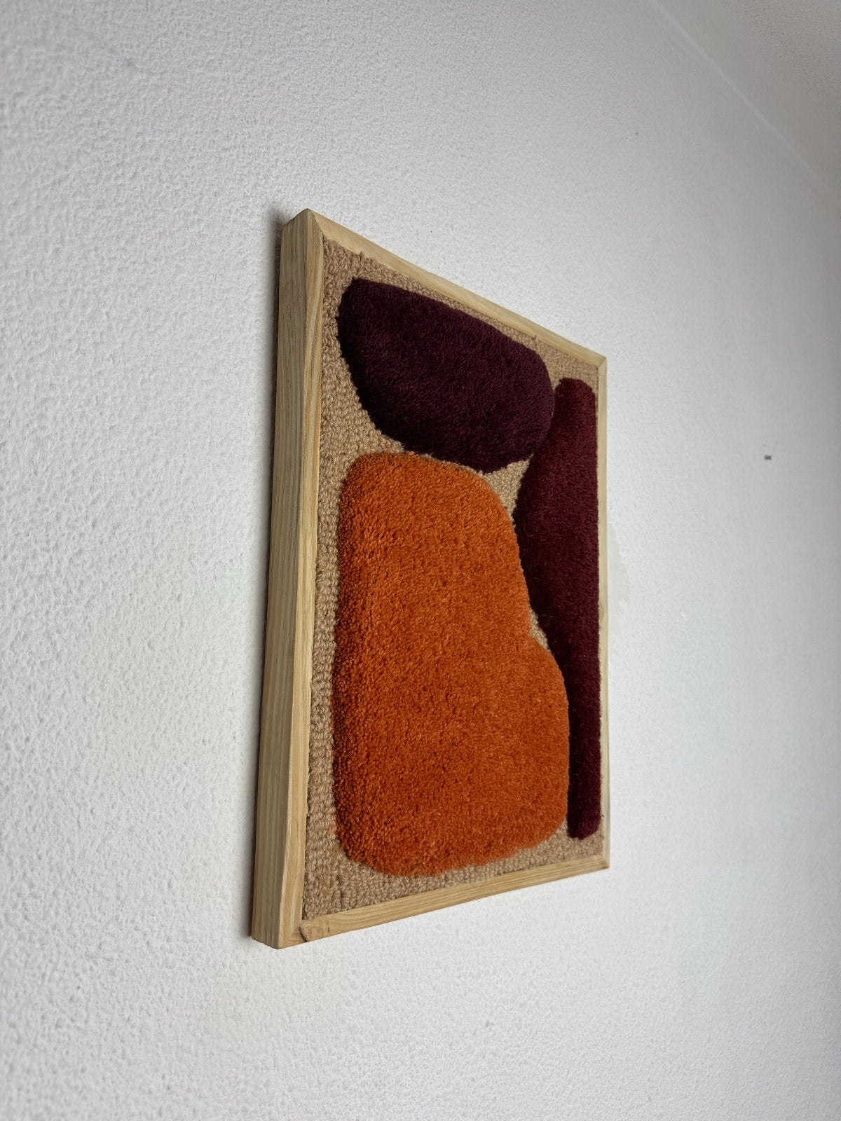 Abstract aards getuft kunstwerk 33 x 45 cm - Wanddecoratie, Antiek en Kunst, Kunst | Schilderijen | Abstract, Ophalen of Verzenden