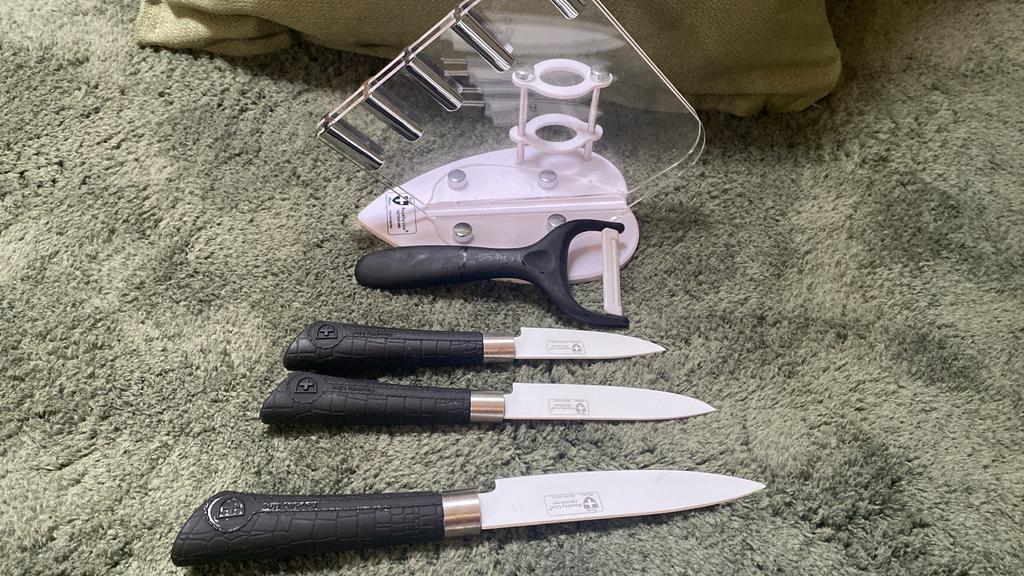 Messenset met houder en dunschiller, Kunststof, Ophalen of Verzenden, Zwart, Overige merken