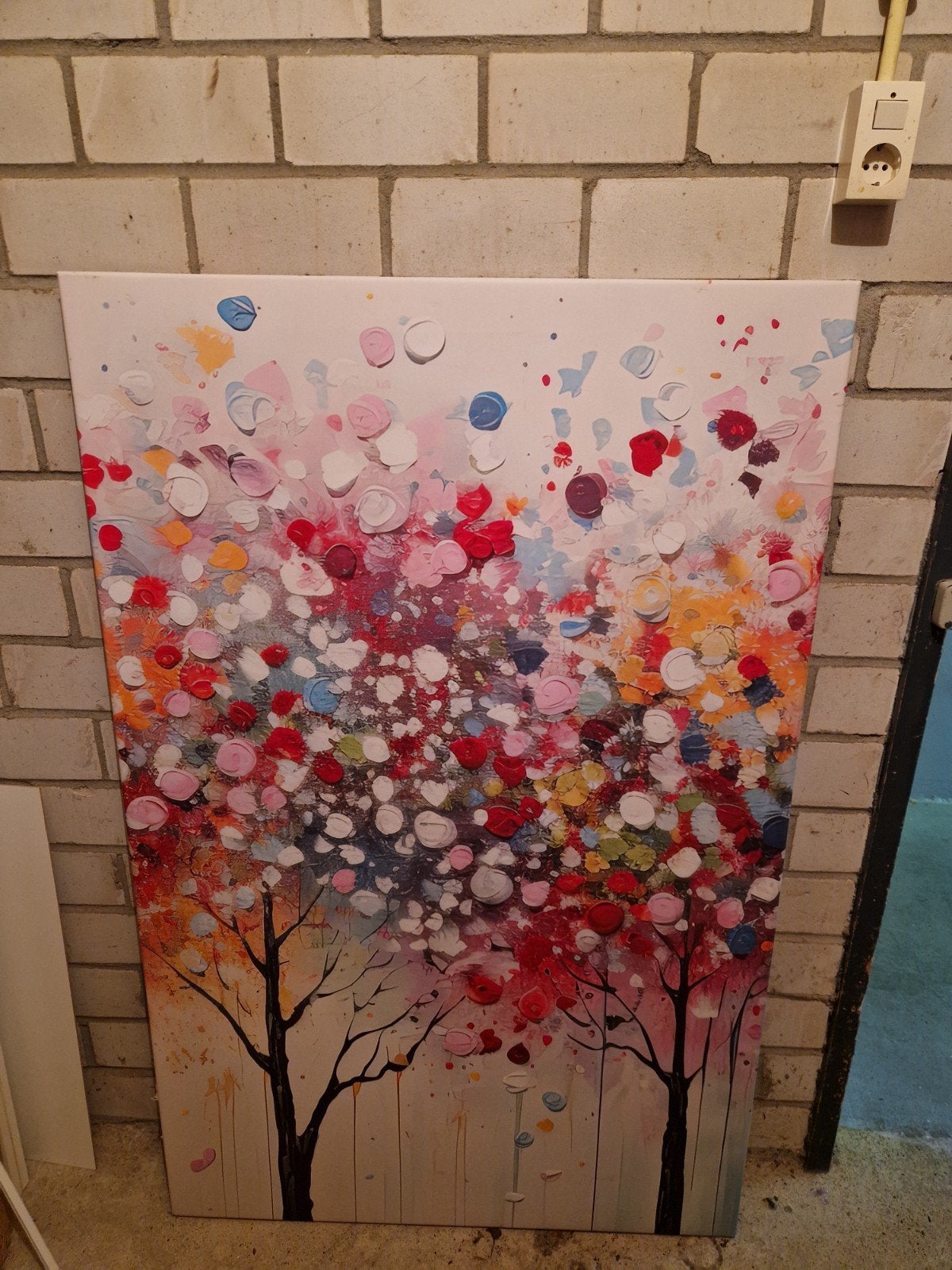 Abstracte Bloemen Canvas Schilderij 90x140 cm, Ophalen