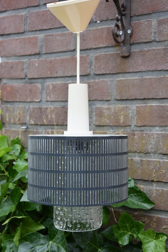Vintage Hanglamp     Mid - Century, Ophalen, Glas, Gebruikt, E27 (groot)