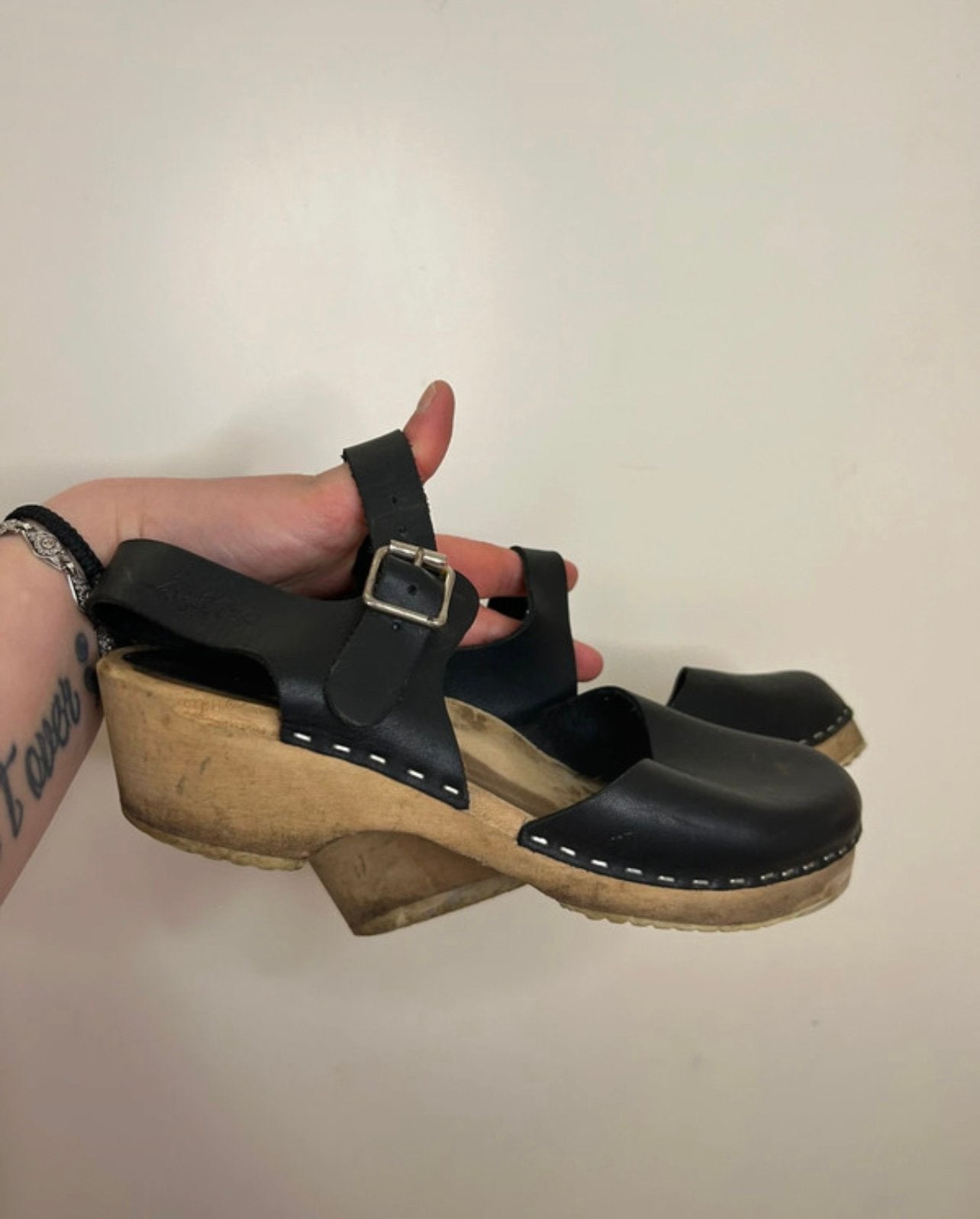 Dames houten klompjes | Lottas Design of Sweden | maat 36, Zwart, Gedragen, Sandalen of Muiltjes, Ophalen of Verzenden