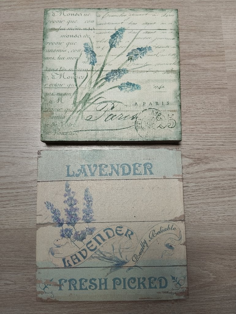 2 wand decoraties, Gebruikt, Schilderij, 24 cm, Hout