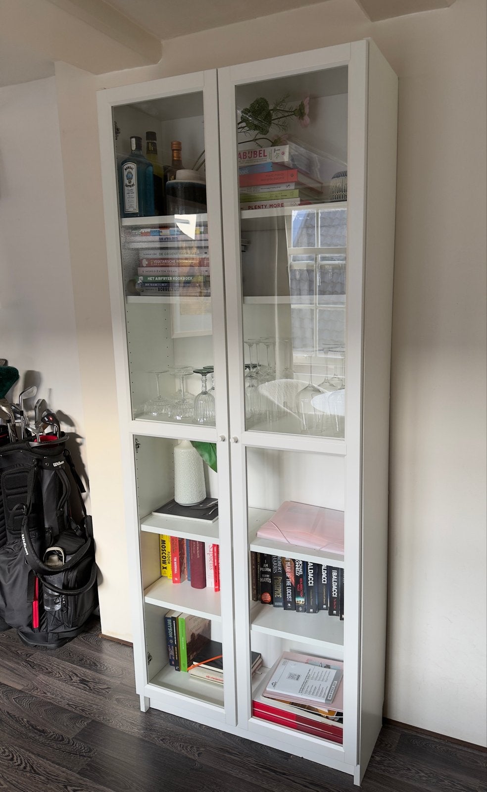IKEA Billy / Oxberg Boekenkast Wit - 80x30x202 cm, Ophalen, 200 cm of meer, 50 tot 100 cm, Zo goed als nieuw