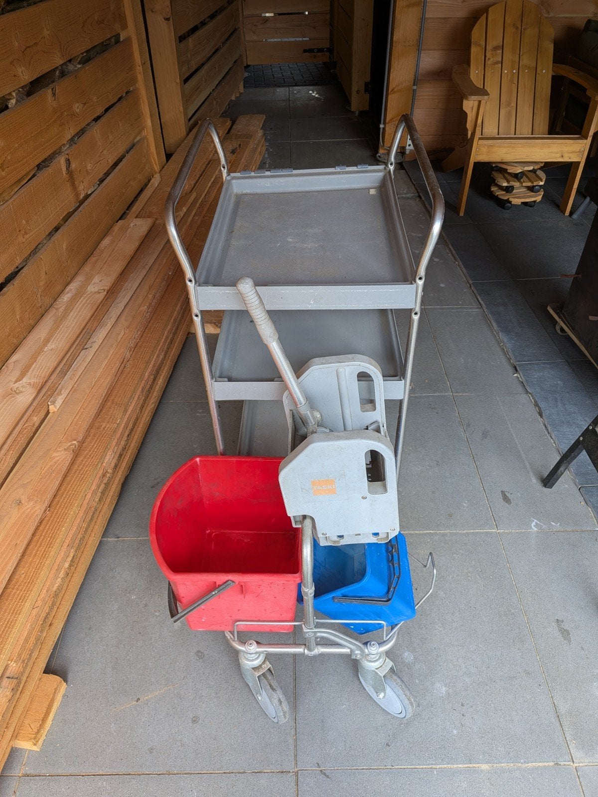 Professionele Schoonmaakkar met Dweilsysteem, Ophalen, Dweilemmer, -bak, of -wagen