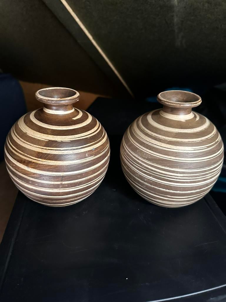 Twee stuks mooie aardwerk vaasjes, Ophalen, Zo goed als nieuw, Overige kleuren, Glas