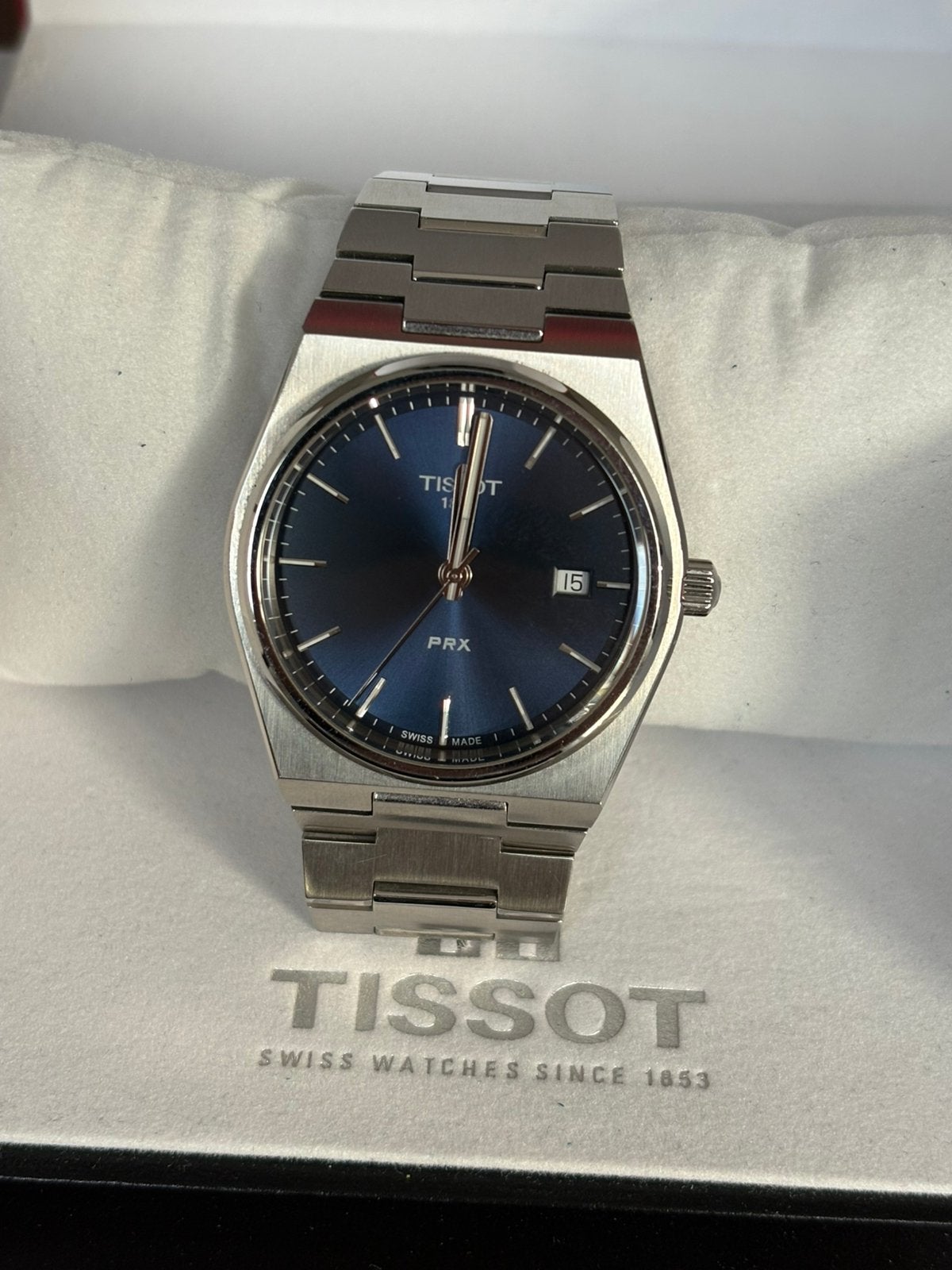 Tissot prx blauw als nieuw, Sieraden, Tassen en Uiterlijk, Ophalen, Zo goed als nieuw, Staal, Overige merken