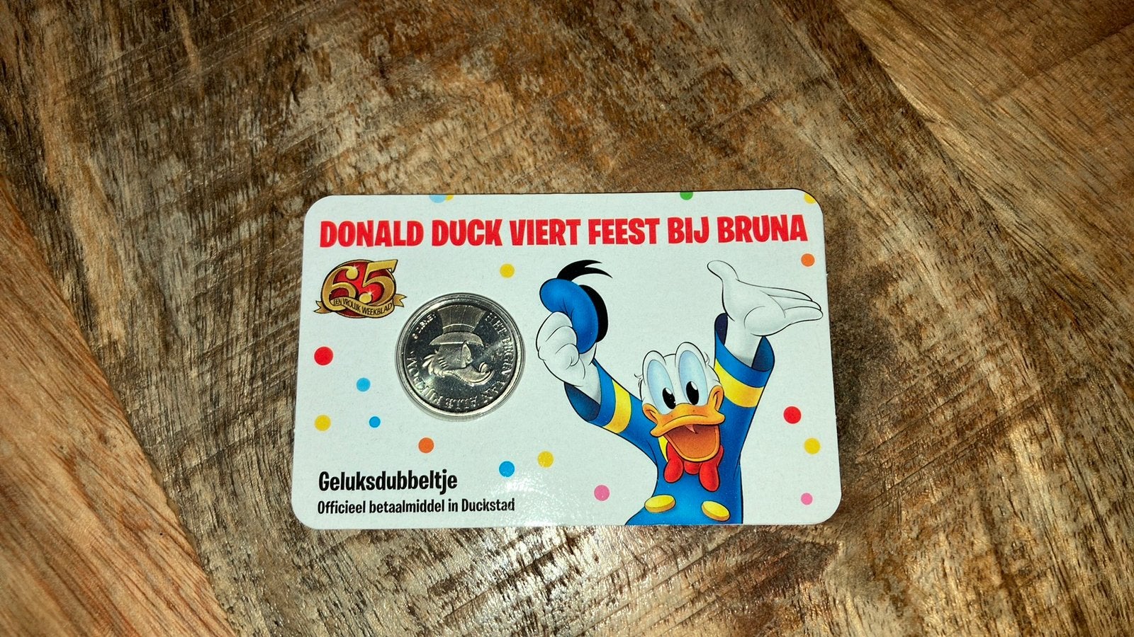 Disney Geluksdubbeltje uit 2017 65-jarig  Donald Duck, Verzamelen, Ophalen of Verzenden, Donald Duck, Nieuw, Overige typen