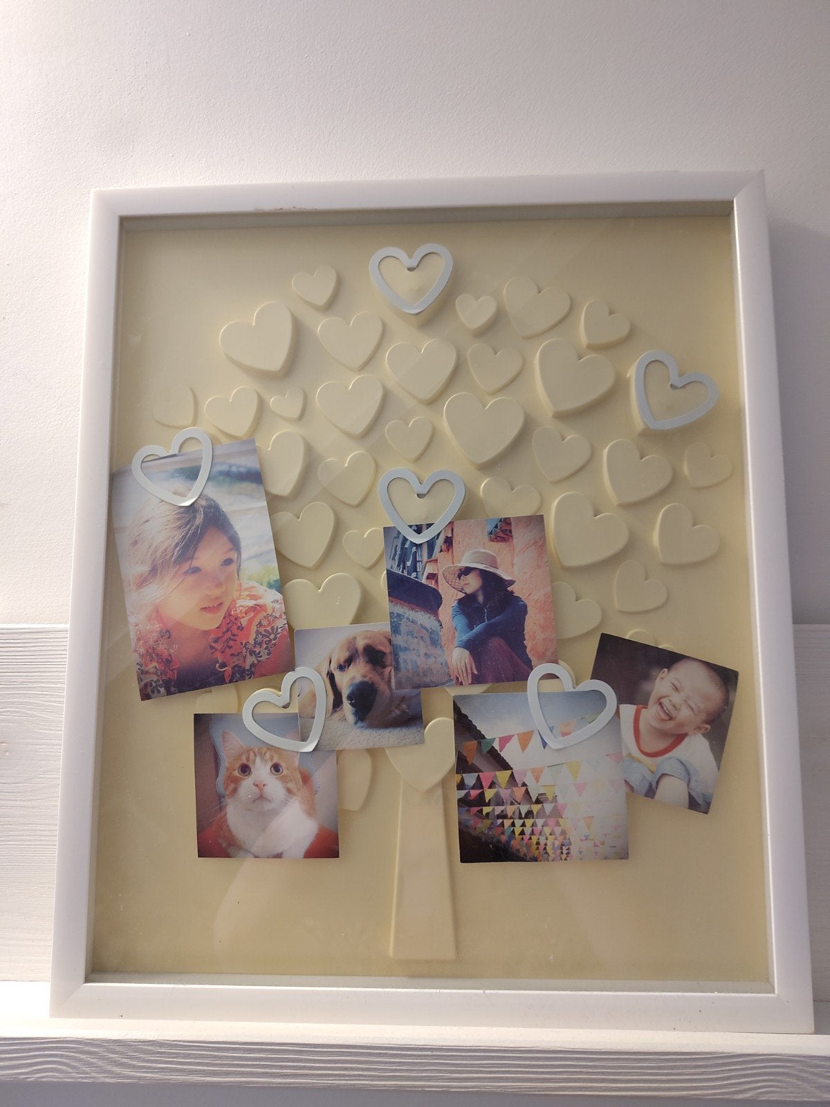 Fotolijst 'Liefdesboom' met hartjes en clips - 44x52cm, Ophalen, Kunststof, 52 cm, Verwisselbare inhoud