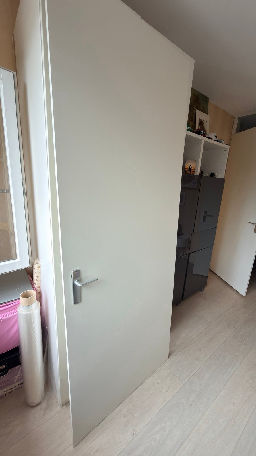 Witte binnendeur met klink, Ophalen, Gebruikt, 80 tot 100 cm, 215 cm of meer