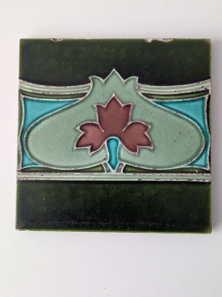 Antieke Engelse Art Nouveau wandtegel, Ophalen of Verzenden