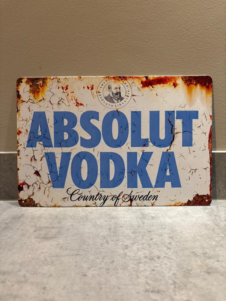 Mancave Bar Café Wanddecoratie metalen bordje Absolut Vodka, Verzamelen, Ophalen of Verzenden, Zo goed als nieuw, Reclamebord