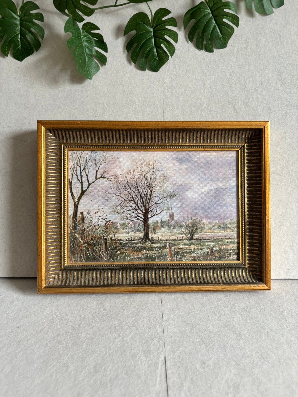Vintage olieverfschilderij "Blick auf Hüls" (1995) Wolfewicz, Ophalen of Verzenden