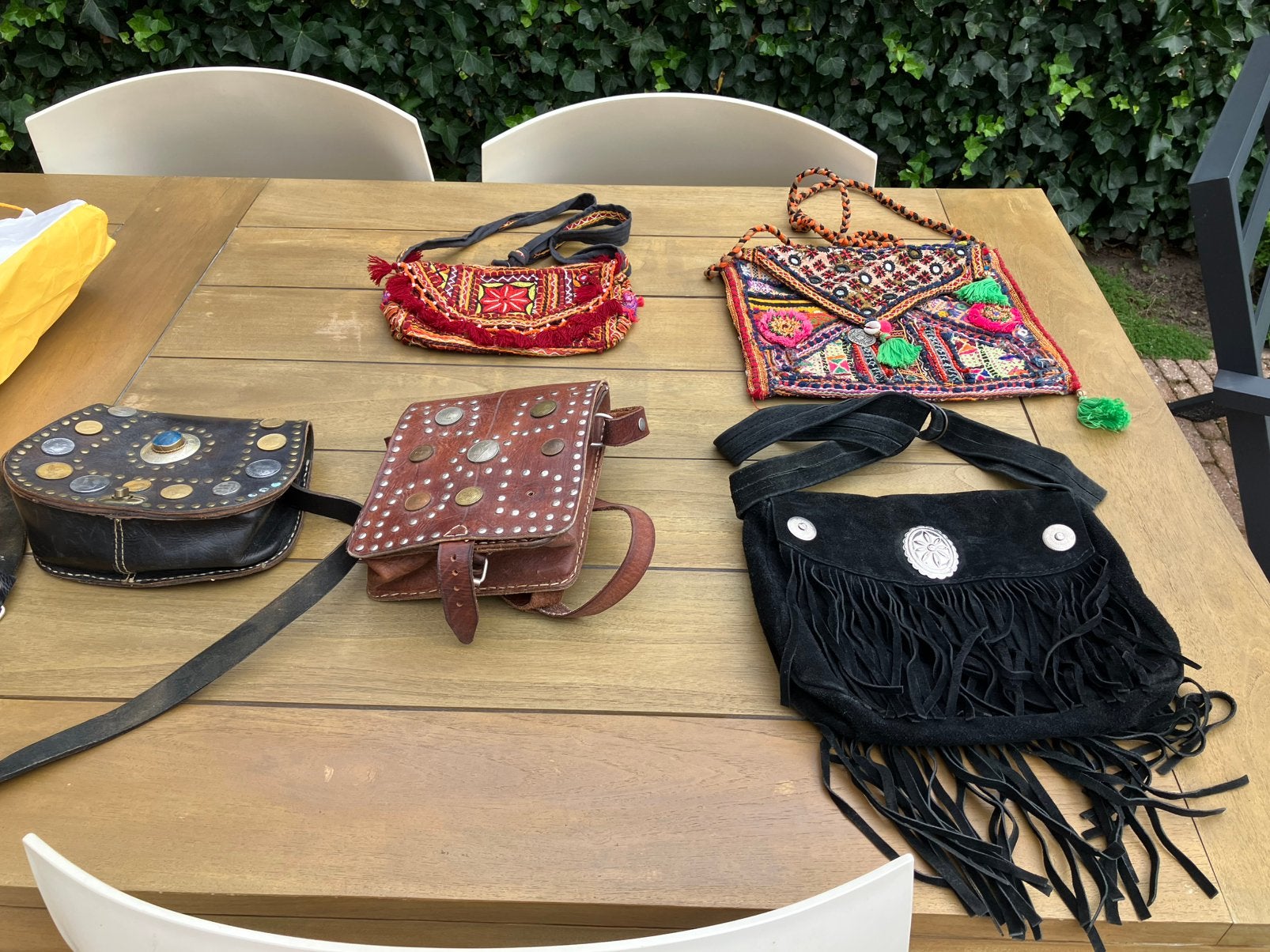 Collectie van 5 unieke vintage - Ibiza style tassen, Ophalen of Verzenden, Gebruikt, Handtas