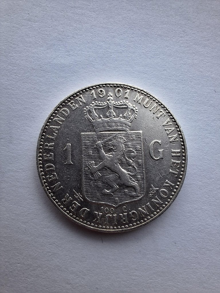 1 gulden 1901 mooie munt!, 1 gulden, Zilver, Ophalen of Verzenden, Koningin Wilhelmina
