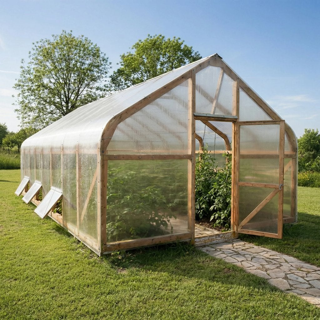Houten Boogkas – 2,5/3/4,5 m breed – 4/6/8/10 m lang, Overige materialen, Polycarbonaat, Verzenden, Kweekkas