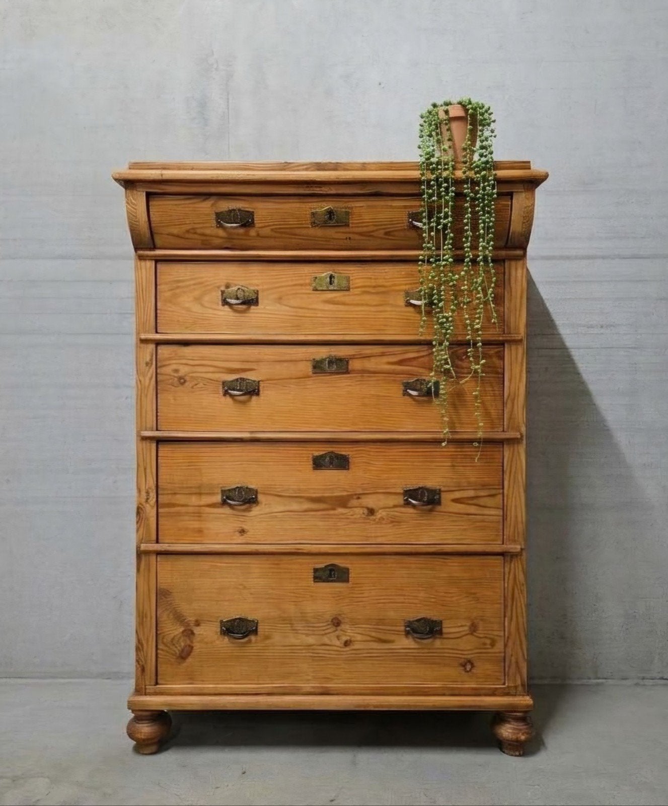 Antieke brocante grenen ladekast vintage chiffonaire kast, Ophalen of Verzenden