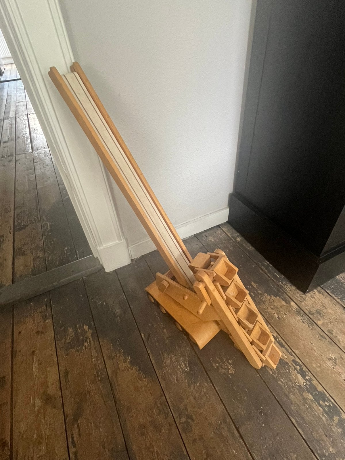 Houten bouwkraan, Ophalen, Gebruikt