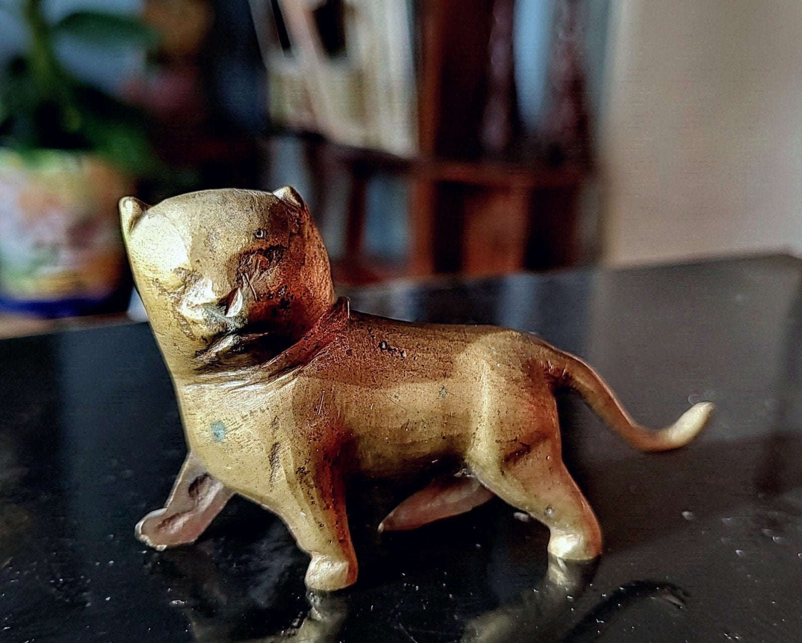 Beeldje - Vintage messing kat., Ophalen of Verzenden, Gebruikt, Hond of Kat, Beeldje of Figuurtje