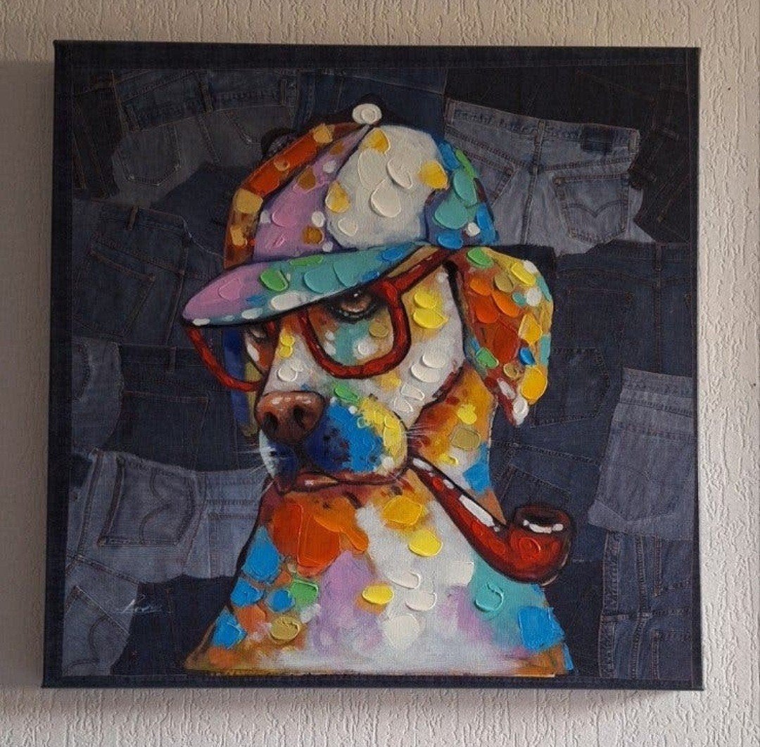 schilderij met hond, Ophalen of Verzenden