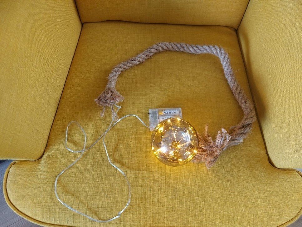 Decoratieve lamp met touw en LED-verlichting (70cm), Ophalen of Verzenden