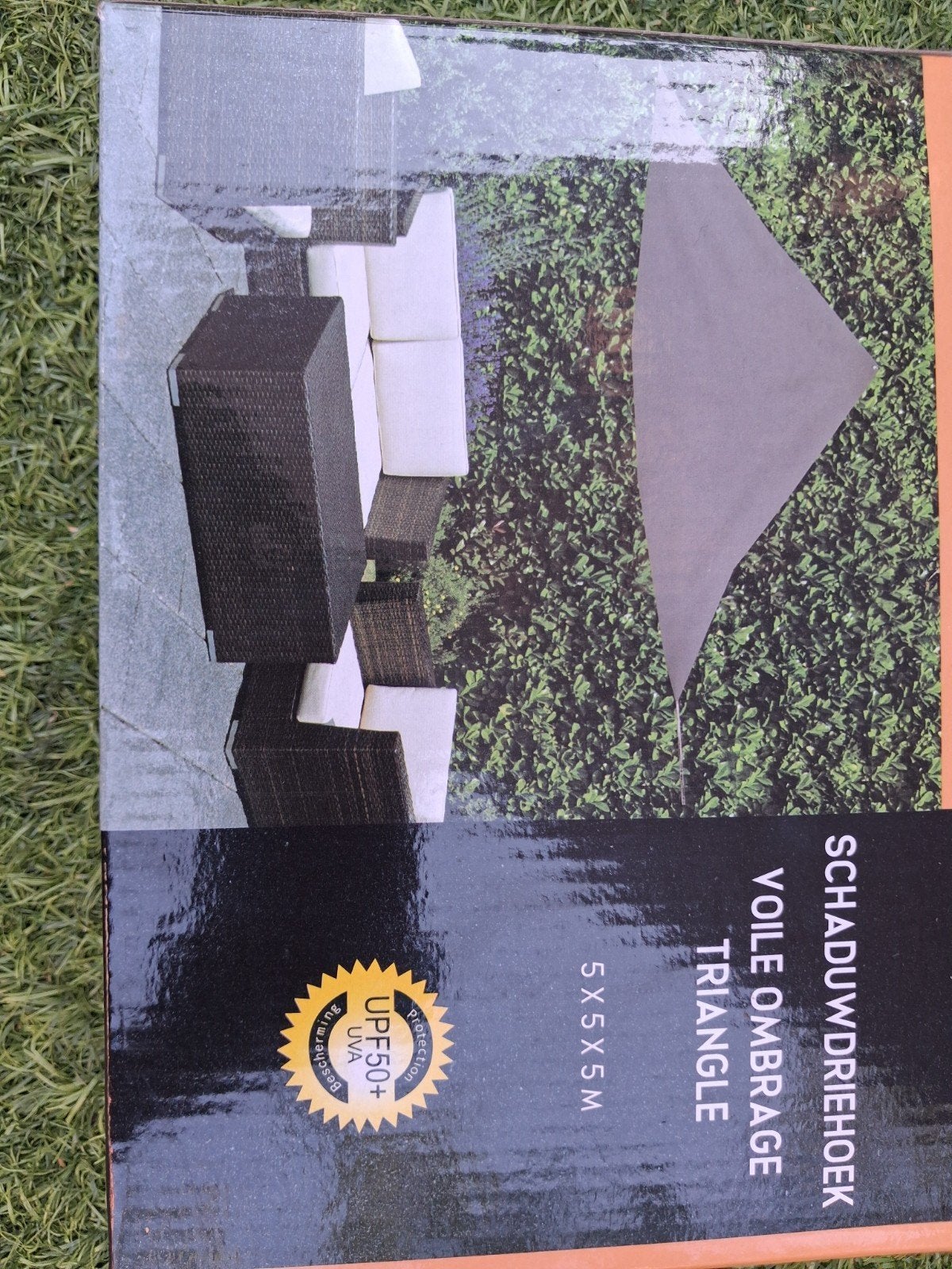 schaduwdoek driehoek 5x5x5 meter, Ophalen of Verzenden, Nieuw