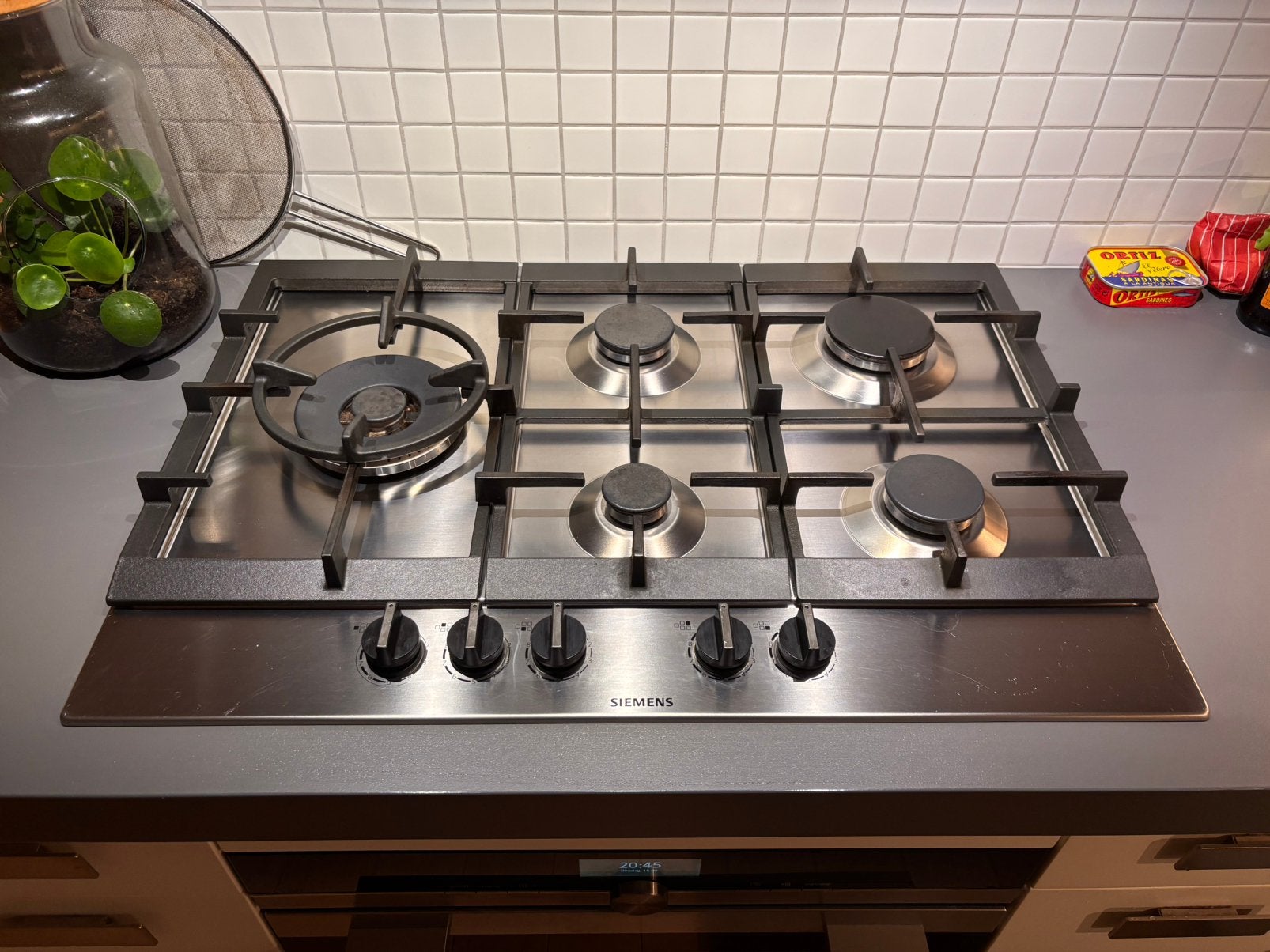 Siemens 5 pits gaskookplaat met wokbrander, Witgoed en Apparatuur, Ophalen, Zo goed als nieuw, Inbouw, Gas