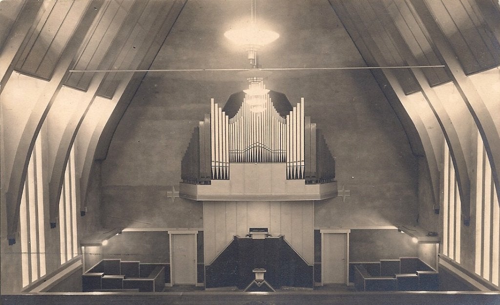 Oude Fotokaart Middelburg Hofpleinkerk van binnen, Verzenden, 1940 tot 1960, Ongelopen, Zeeland