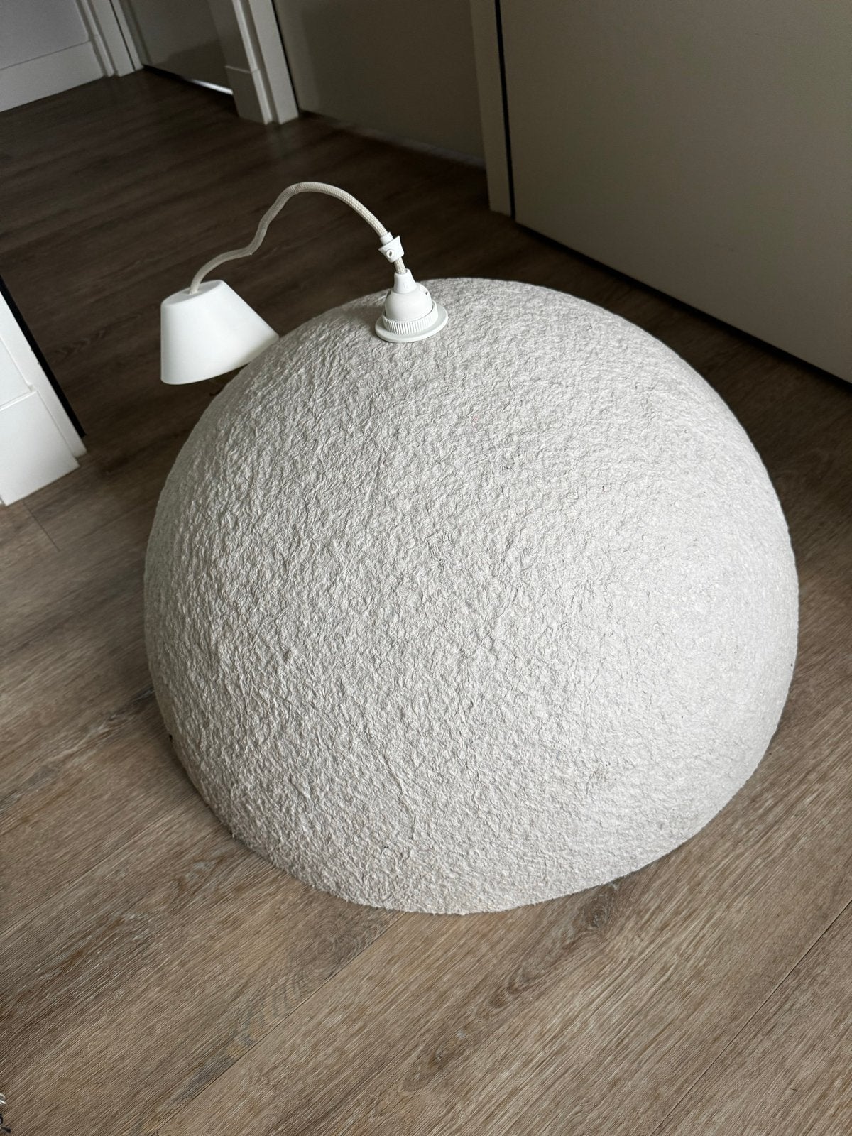 Handgemaakte papieren hanglamp - Ø 60cm, Huis en Inrichting, Ophalen, Gebruikt, Natuurlijk materiaal, E27 (groot)