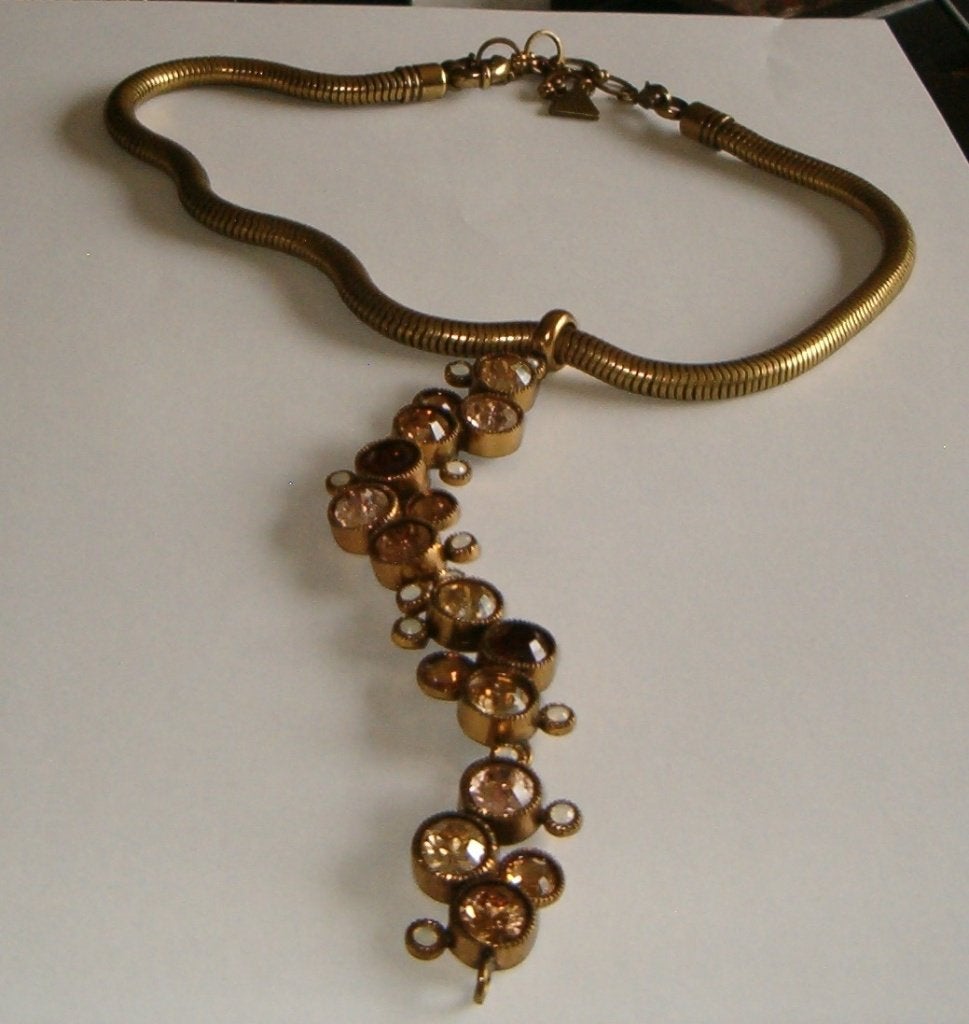 Vintage Ermani Bulatti slangen ketting met zeer grote hanger, Met kristal, Overige materialen, Verzenden, Zo goed als nieuw