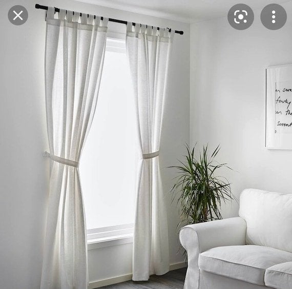 IKEA Lenda Gordijnen - Wit Linnen - 2 Panelen, Huis en Inrichting, Stoffering | Gordijnen en Lamellen, Overige materialen, Wit