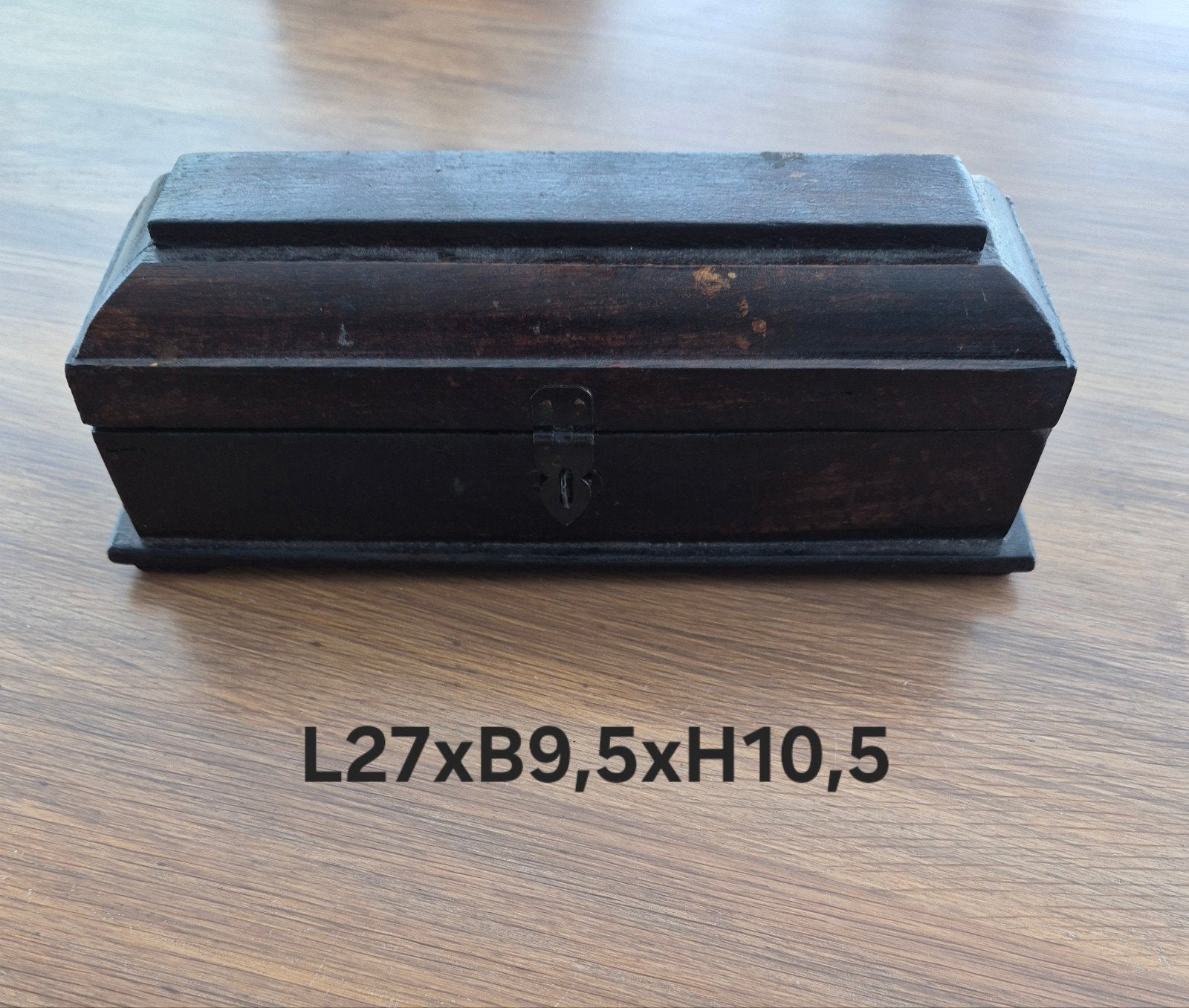 Vintage houten doos met vakjes - L27xB9,5xH10,5, Ophalen of Verzenden