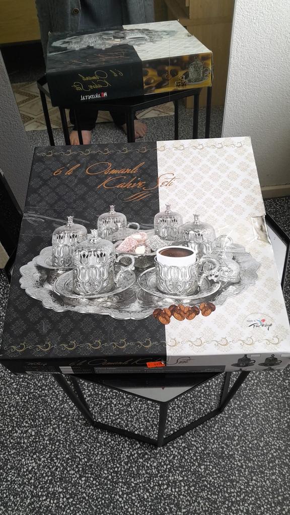 Turks Koffieservies Zilverkleurig - Nieuw in Doos, Ophalen, Overige materialen, Nieuw, Overige stijlen