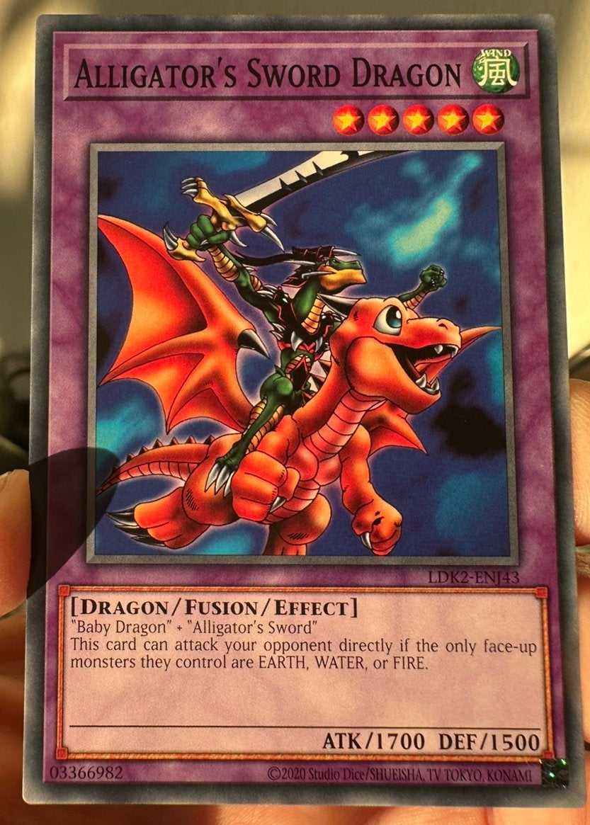 Yu-Go-Oh! Alligator’s Sword Dragon Legendary Print !, Hobby en Vrije tijd, Ophalen of Verzenden, Zo goed als nieuw, Losse kaart
