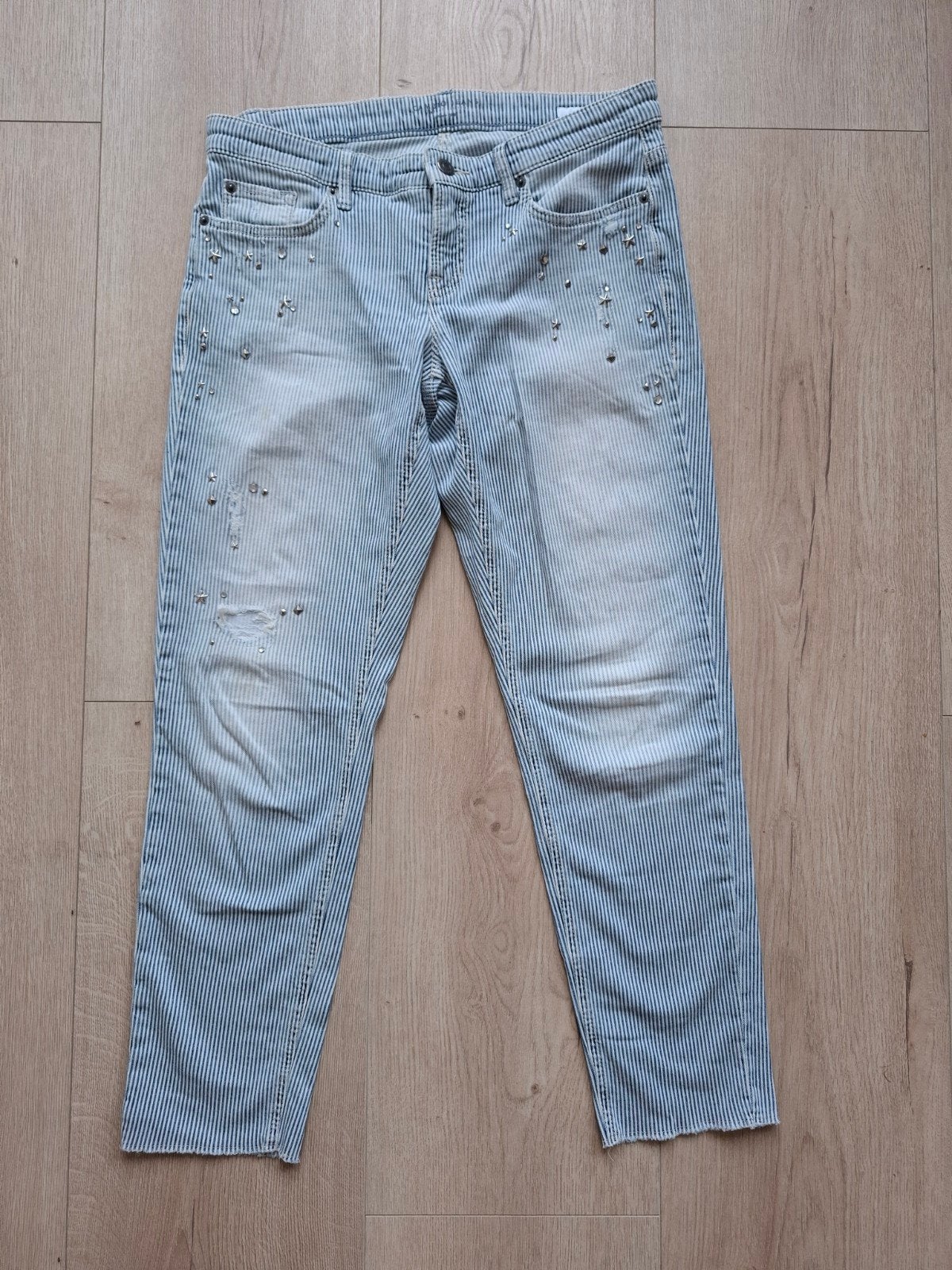 Cambio Laurie gestreepte jeans met studs maat 38, Ophalen of Verzenden, Blauw
