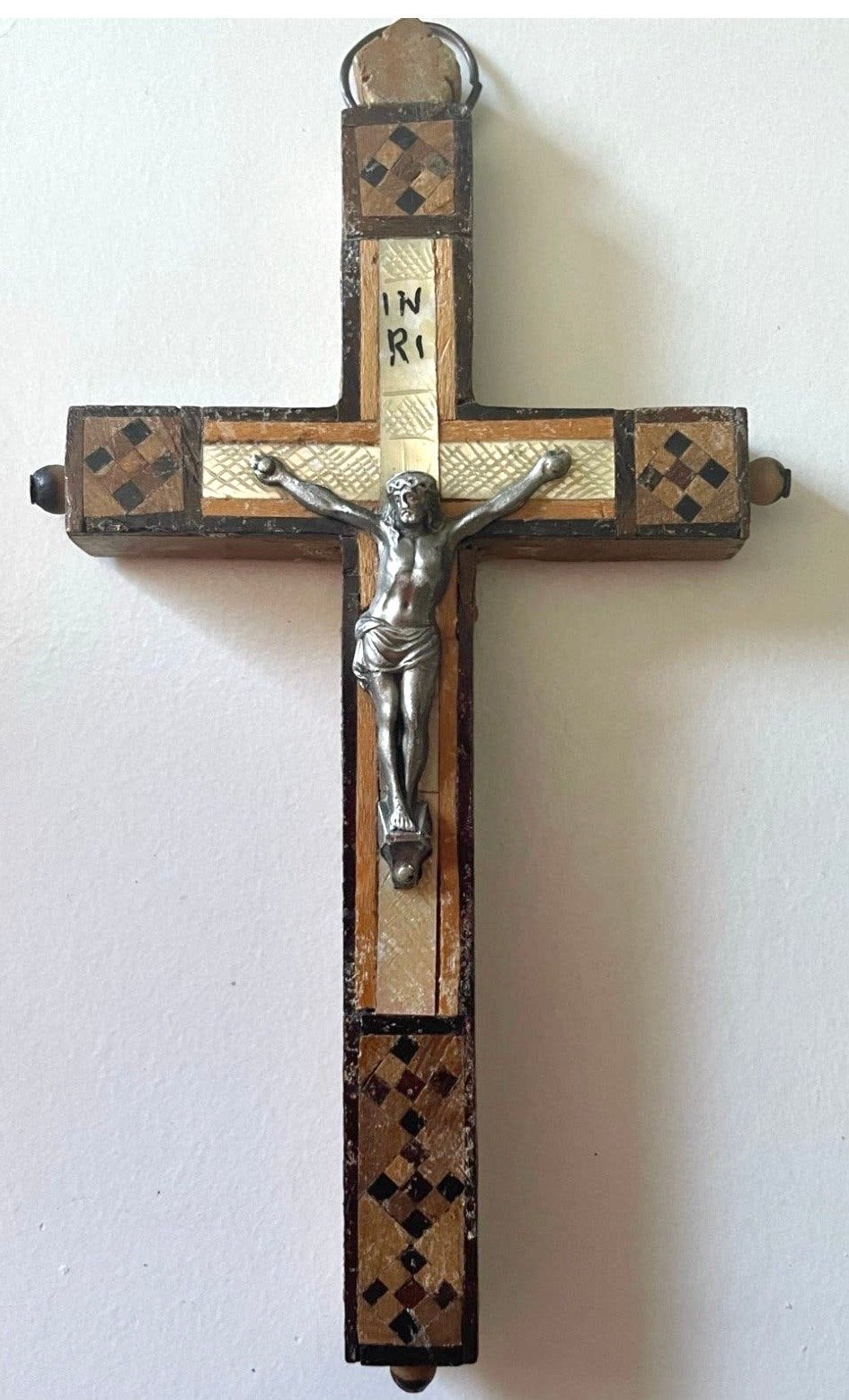 Antiek Jeruzalem Kruis met Moeder-van-Parel Inleg, Antiek en Kunst, Ophalen of Verzenden