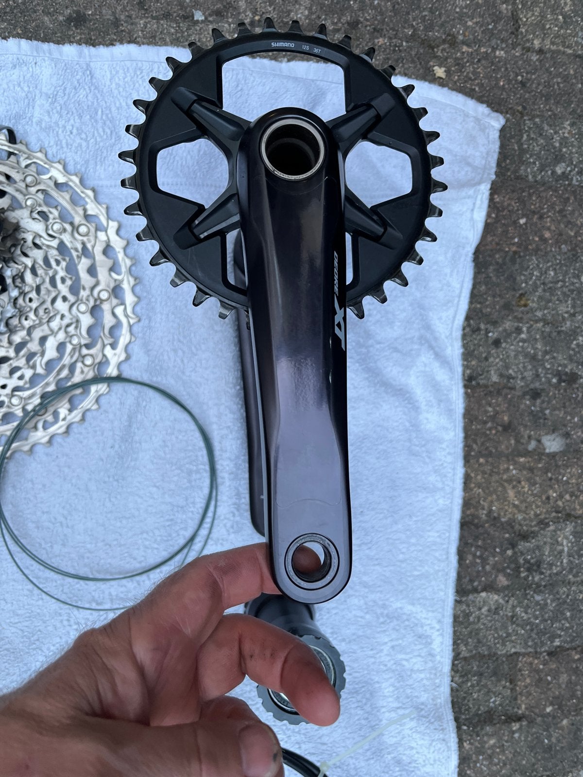 Deore groep (1x12) met XT derailleur en XT crankstel 170mm, Fietsen en Brommers, Fietsonderdelen, Crankstel of Pedalen, Gebruikt