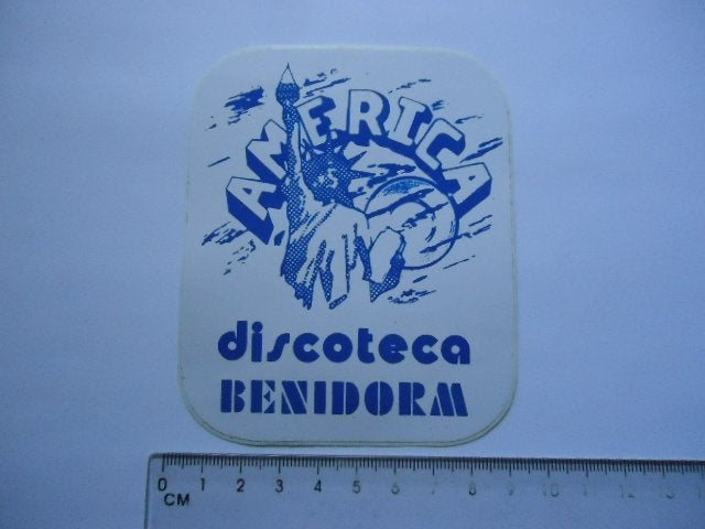 sticker oud DISCOTECA Benidorm America dancing spanje retro, Verzenden, Zo goed als nieuw, Bedrijf of Vereniging