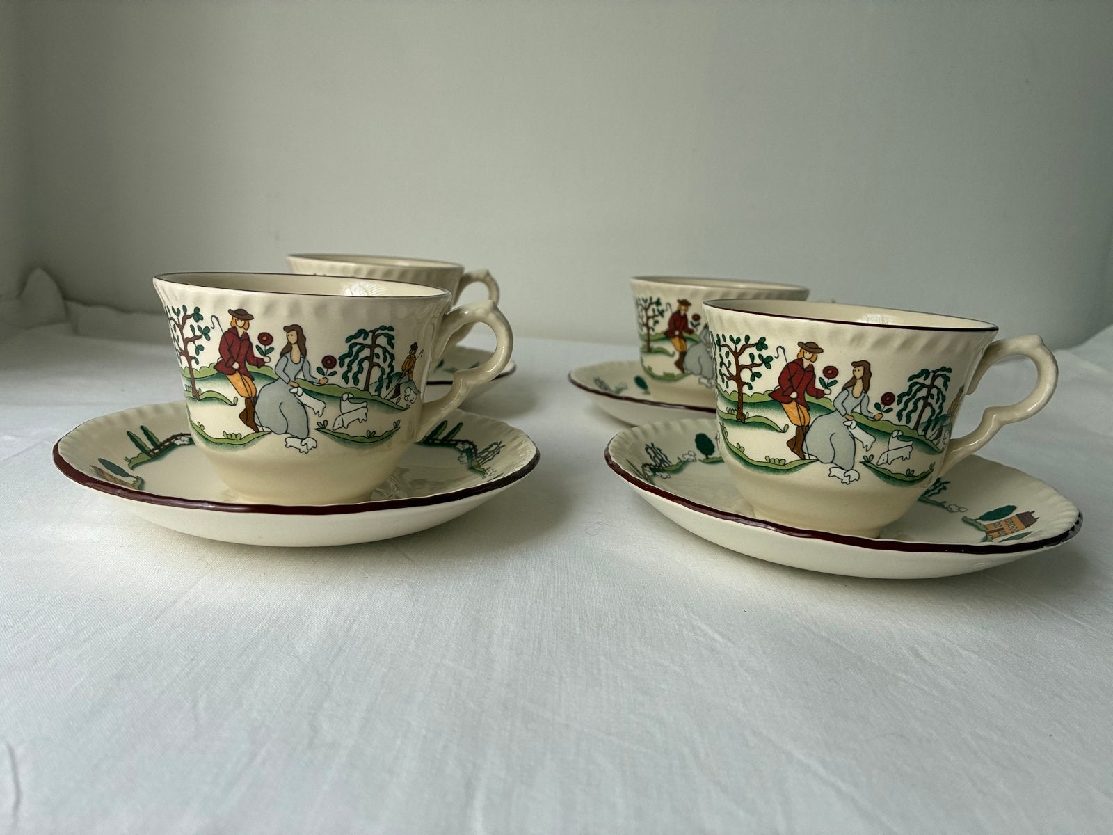 Set van 4 Mason's Ironstone Country Lane kop en schotels, Antiek en Kunst, Ophalen of Verzenden