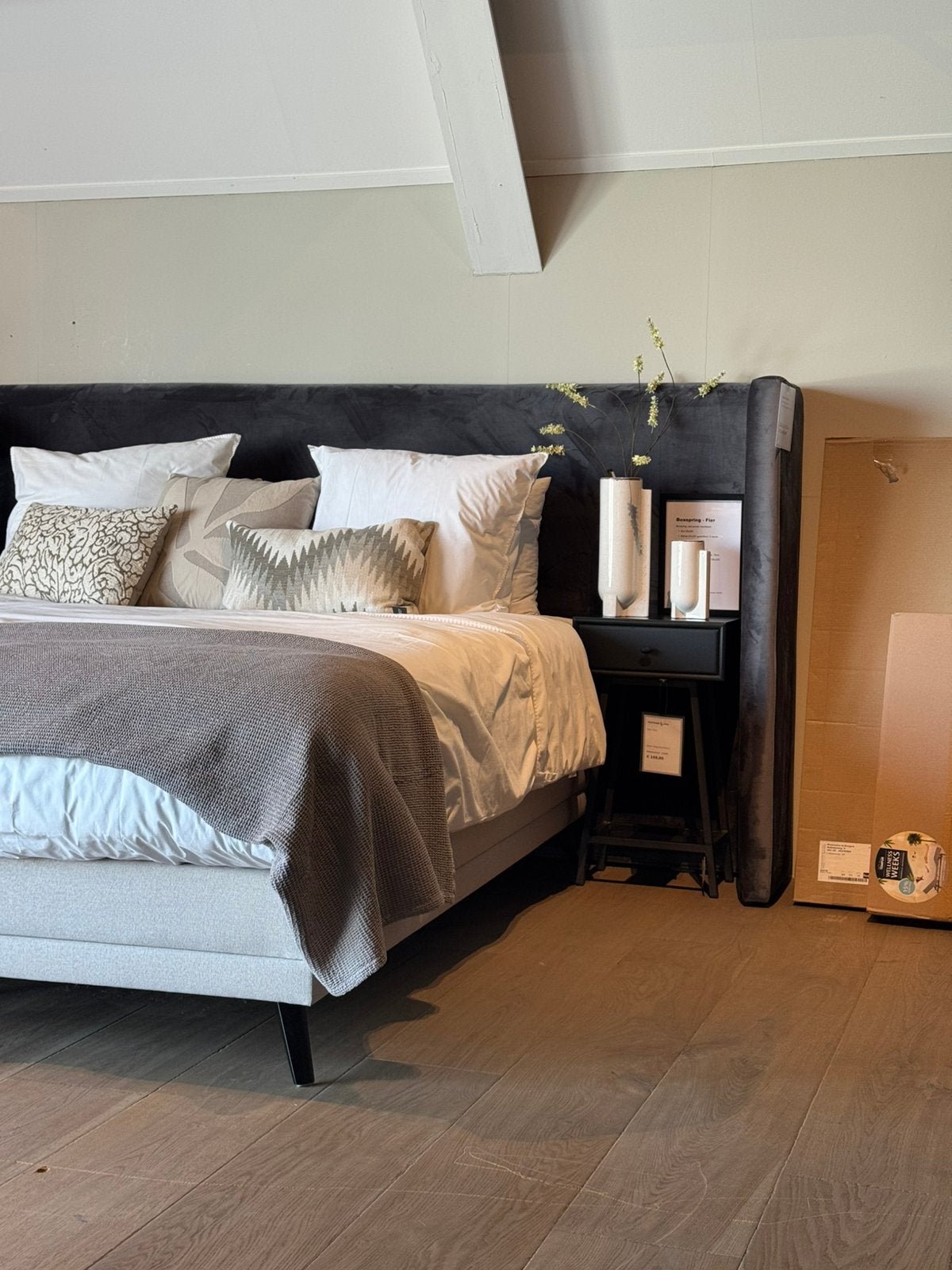 Hoofdbord + boxspring + matras, Ophalen, Zo goed als nieuw, Tweepersoons