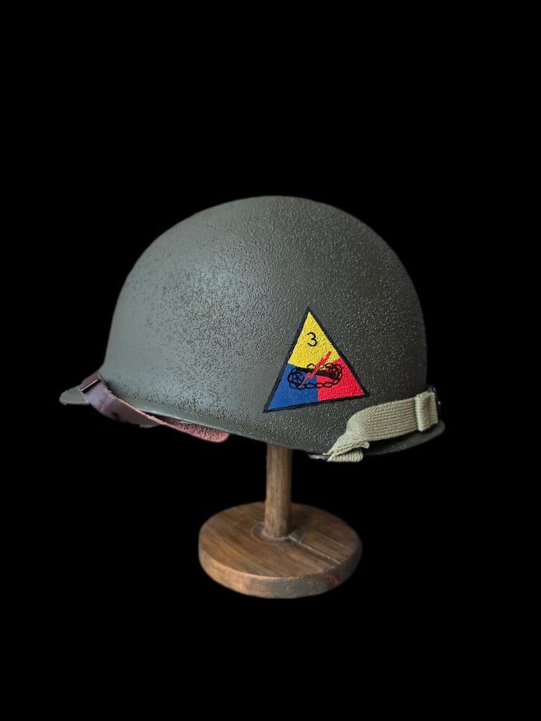 3rd Armored Division Spearhead helm - Us ww2, Ophalen of Verzenden, Landmacht, Amerika, Helm of Baret