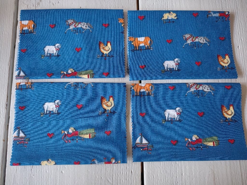 Mooie quiltstof - blauwe ondergrond - Country stijl, Blauw, Nieuw, Ophalen of Verzenden, Katoen
