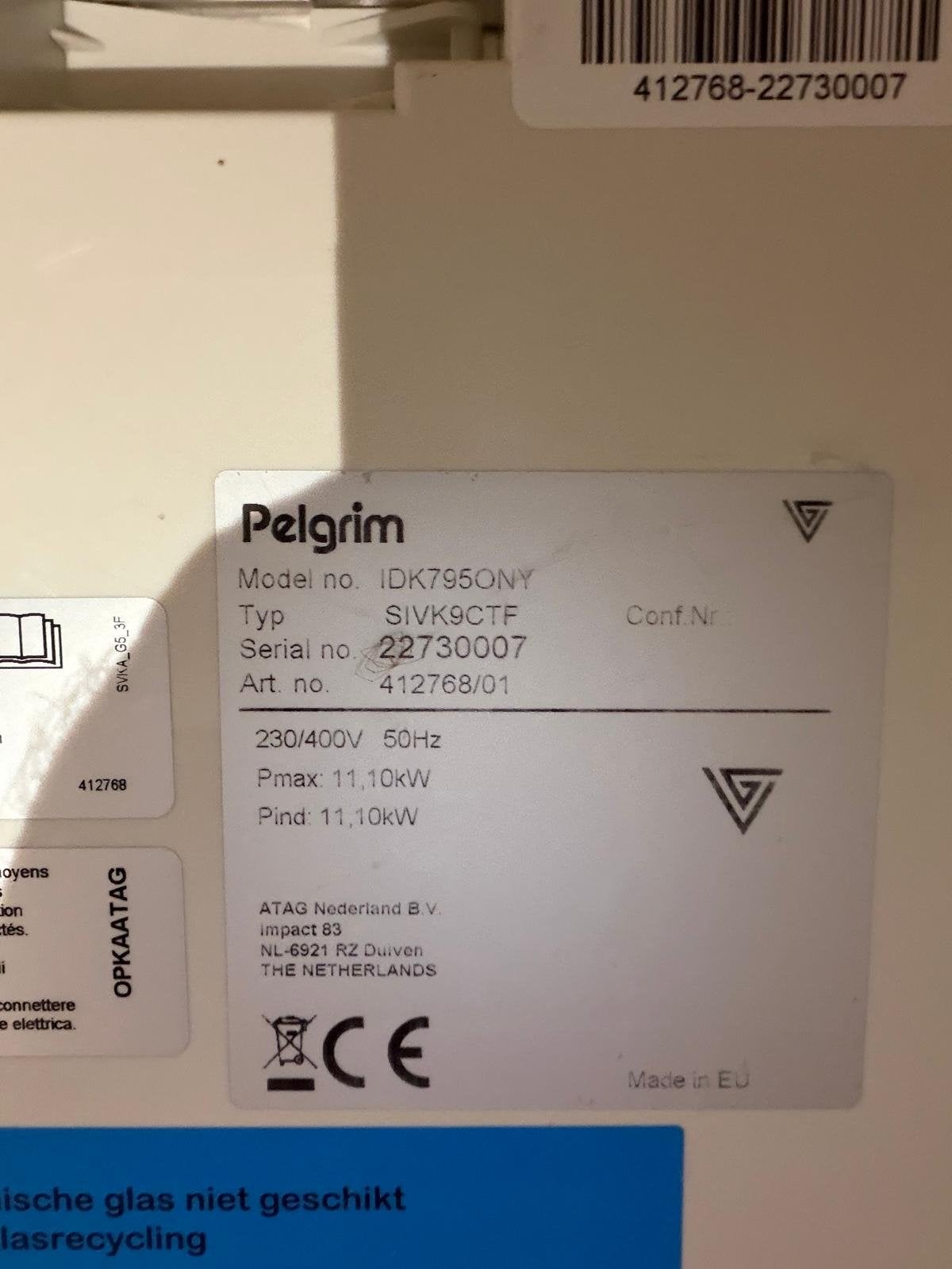 Pelgrim IDK795ONY Inductiekookplaat - Zo goed als nieuw, Ophalen, Zo goed als nieuw, Inbouw, Inductie