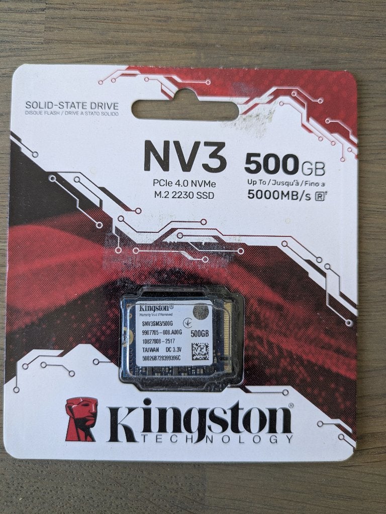 Kingston NV3 500GB m2 2230 PCIe 4.0 NVMe, Intern, Kingston, SSD, Nieuw