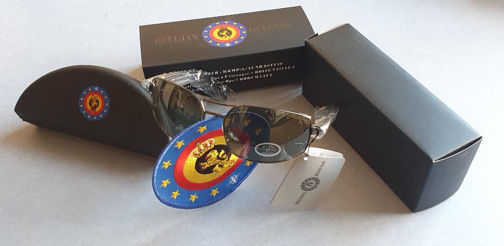 Pilotenbril Origineel Belgisch Leger, incl Doos Koker Patch., Overige merken, Zonnebril, Zwart, Nieuw