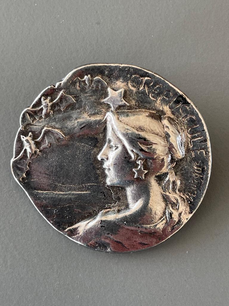 Broche | Art nouveau | crepuscule | Armand Bargas, Ophalen, Overige materialen, Gebruikt, Minder dan 4 cm