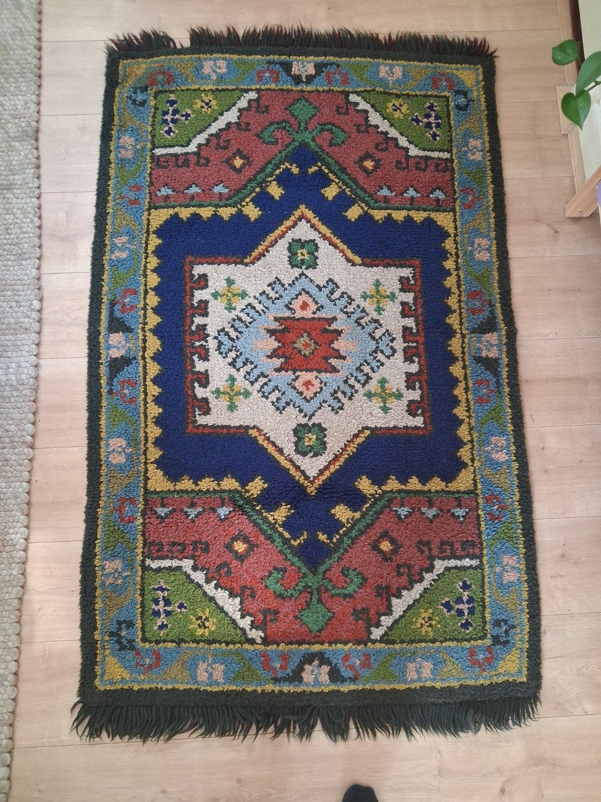 Vintage kelim tapijt wolmix 90x140, Vintage kelim, Gebruikt, 100 tot 150 cm, Groen