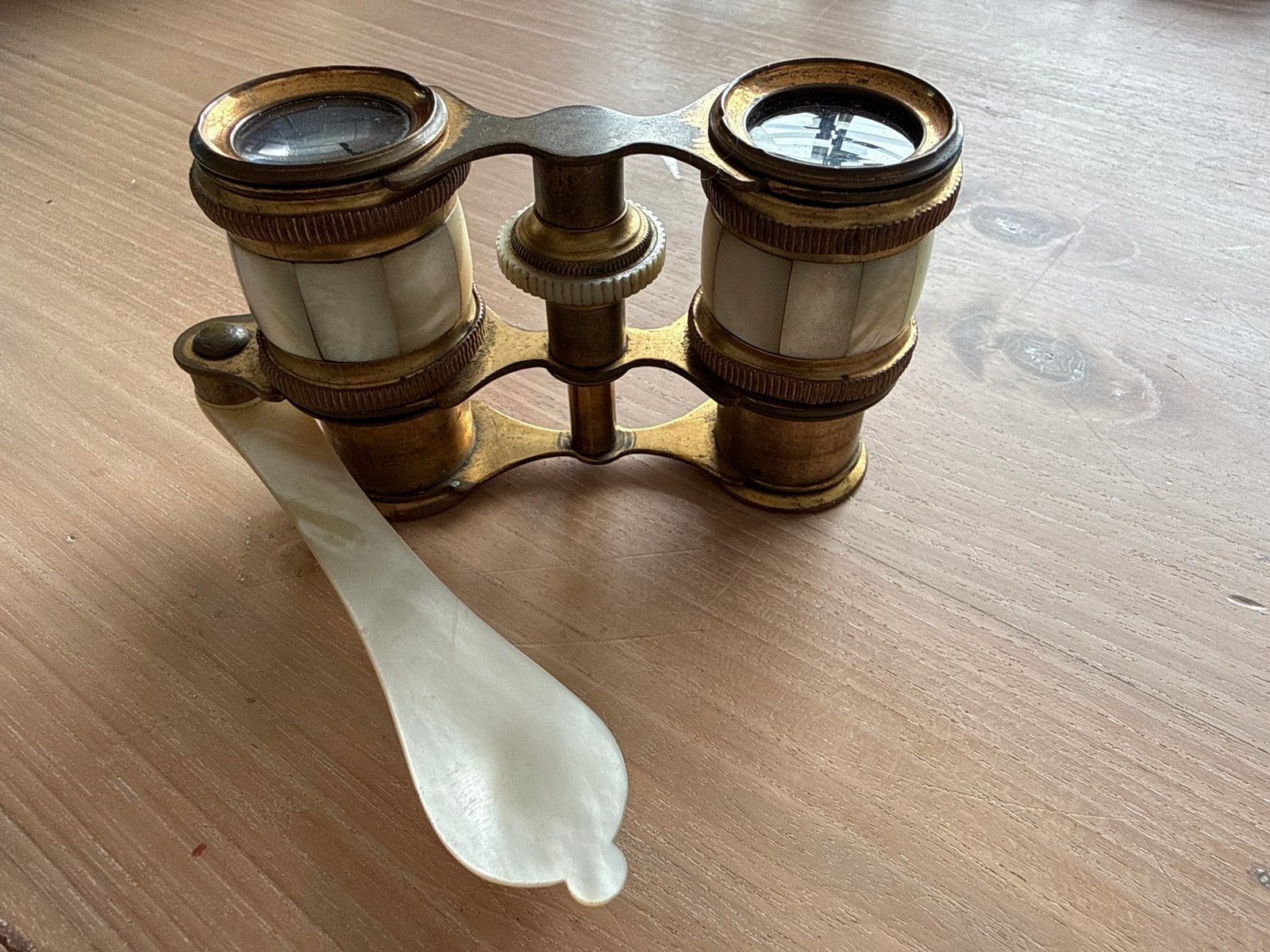 Antieke Toneelkijker Koper met Parelmoer Inleg, Ophalen of Verzenden, Koper