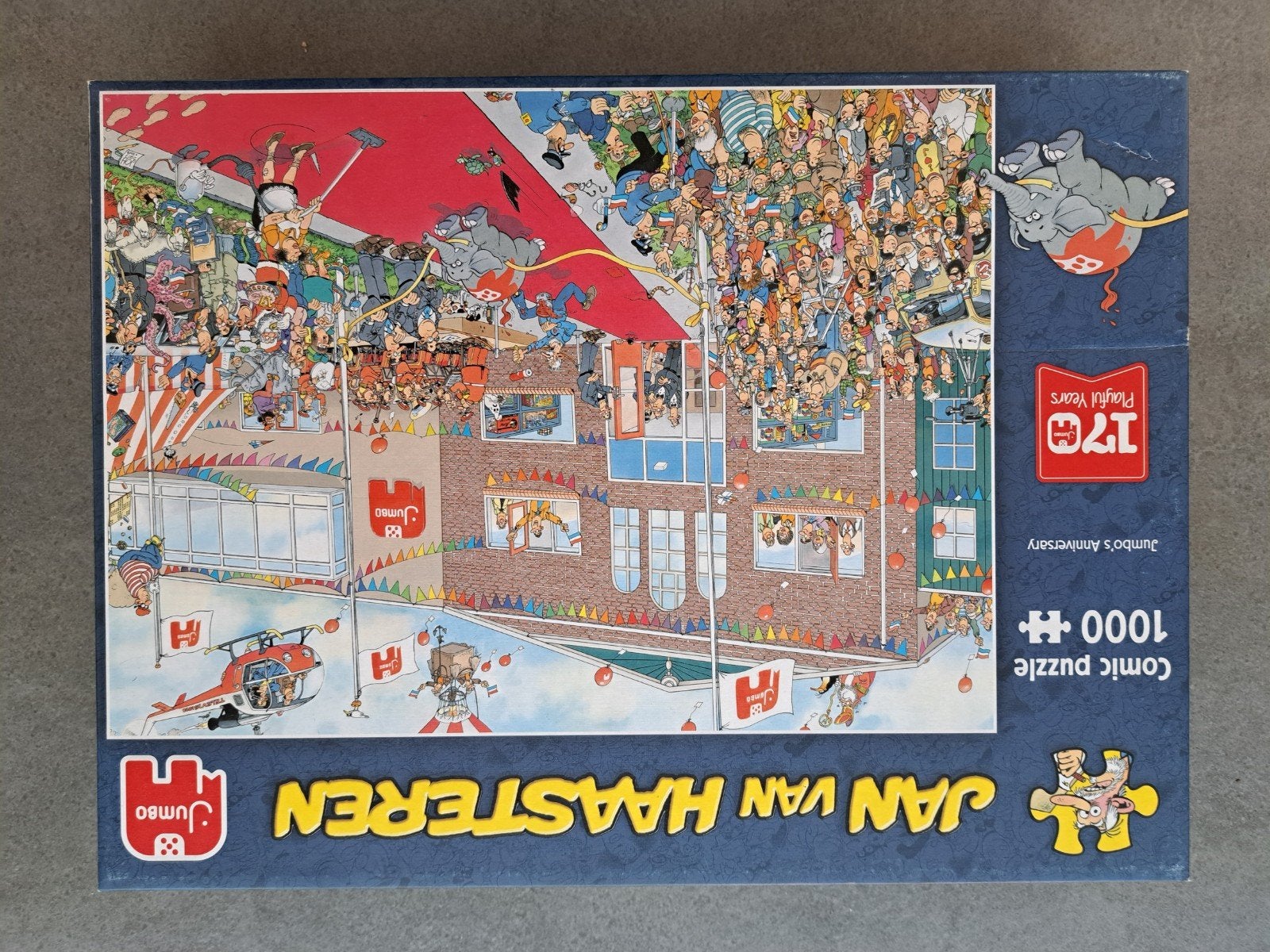 Jan van Haasteren Jumbo's Anniversary 1000+ stukjes, Ophalen of Verzenden, 500 t/m 1500 stukjes, Zo goed als nieuw, Legpuzzel