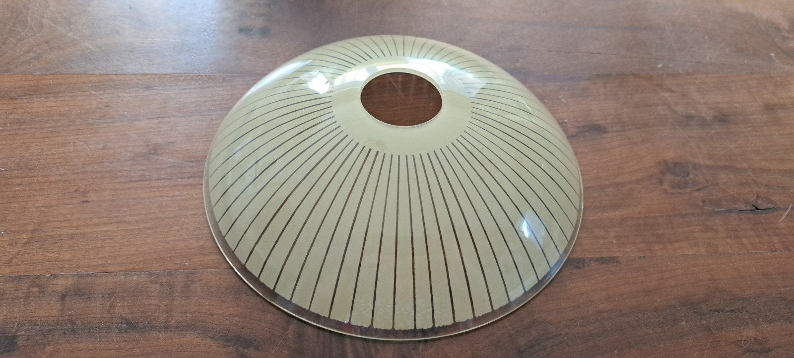 Glazen lampenkap met streepjespatroon - Ø 24 cm, Gebruikt, Overige typen, Wit, Rond